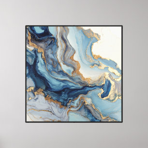 Impressão Em Tela Arte de Parede Fluida Abstrata Veias de Mármore Az