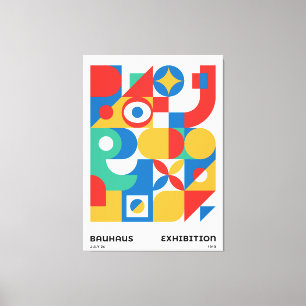 Impressão Em Tela Arte de Parede Geométrica Bauhaus Cores Ousadas