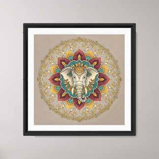 Impressão Em Tela Arte de Parede Mandala do Elefante Sagrado