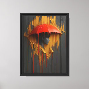 Impressão Em Tela Arte de Parede Moderna Guarda-Chuva Vermelho