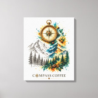 Impressão Em Tela Arte de Parede Paisagem Montanhosa Compass Coffee