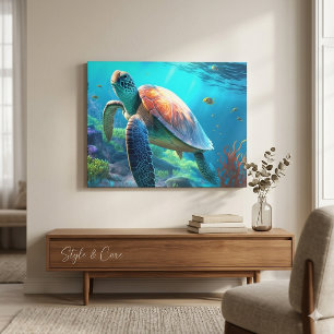 Impressão Em Tela Arte de Parede Personalizada de Tartaruga em Tela