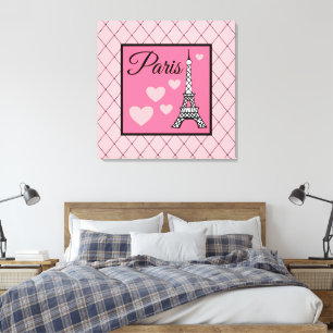Impressão Em Tela Arte de Parede Sinal de Paris Rosa
