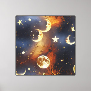 Impressão Em Tela Arte de Parede – Tela Celestial Laranja Sonhadora