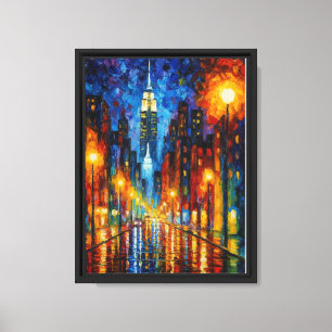Impressão Em Tela Arte de Parede Vibrante Noturna de Nova York