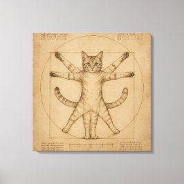 Impressão Em Tela Arte de Paródia do Renascimento do Gato Vitruviano