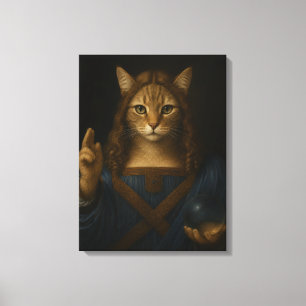 Impressão Em Tela Arte de Paródia do Salvator Mundi Gato Renasciment