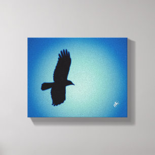 Impressão Em Tela Arte de pássaro de asa aberta no céu ciano azul