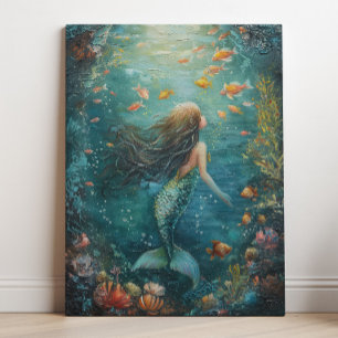 Impressão Em Tela Arte de pintura de sereia 
