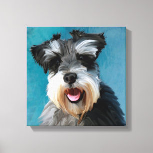 Impressão Em Tela Arte de pintura em aquarela do Schnauzer Miniatura