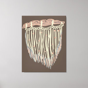 Impressão Em Tela Arte de Pintura Suspensa Boho Macrame