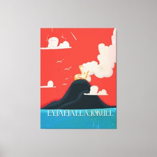 Impressão Em Tela Arte de Poster de Férias Vintage Eyjafjallajokull