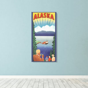 Impressão Em Tela Arte de Poster de Viagem do Alasca Antigo, Paisage