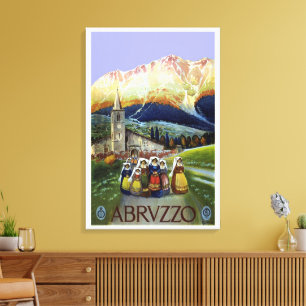 Impressão Em Tela Arte de Poster de Viagem Vintage Abruzzo Itália co