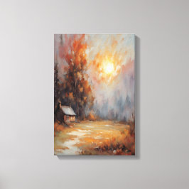 Impressão Em Tela Arte de queda da paisagem da cabine de outono russ