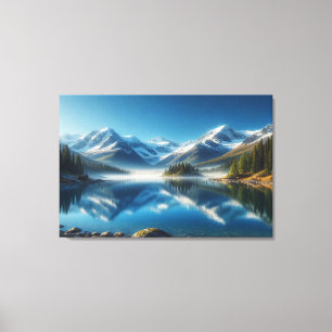 Impressão Em Tela Arte de Reflexo do Lago da Montanha Nevada