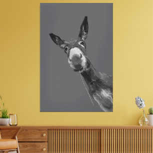 Impressão Em Tela Arte de retrato em tons de cinza de um burro engra