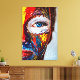 Impressão Em Tela Arte de Rosto Abstrato Colorido
