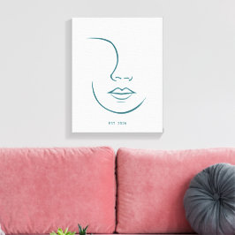 Impressão Em Tela Arte de Rosto em Linha Minimalista Personalizada p