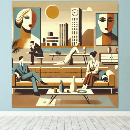 Impressão Em Tela Arte de Sala de Estar de Design de Interiores de M