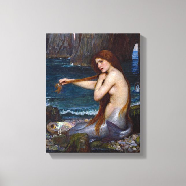 Impressão Em Tela Arte de Sereia de John William Waterhouse em Tela  (Frente)