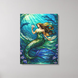Impressão Em Tela Arte de Sereia em Vidro Estampado