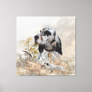 Impressão Em Tela Arte de Setter em Três Cores Inglês, Caça a Pau