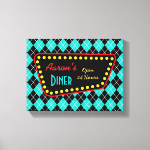 Impressão Em Tela Arte de Sinal de Lanchonete Personalizado Retro
