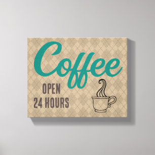 Impressão Em Tela Arte de Sinal de Restaurante de Café Retro Bold 