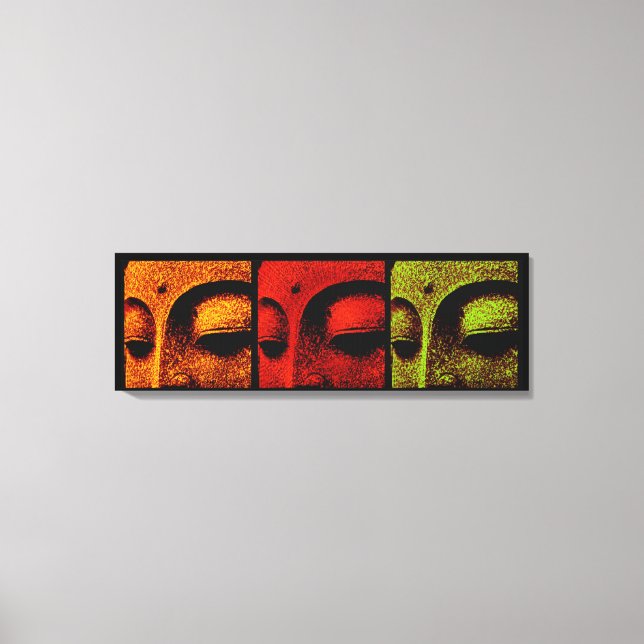 Impressão Em Tela Arte de Tela Tríptico Rostos de Buda (Frente)