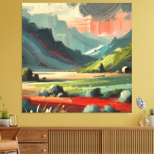 Impressão Em Tela Arte de Traço de Escova abstrato Minimista da Pais
