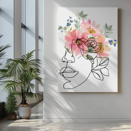 Impressão Em Tela Arte de uma linha com um olho rosa de flor botajad