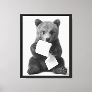 Impressão Em Tela Arte de Urso Selvagem Segurando Papel Higiênico Di