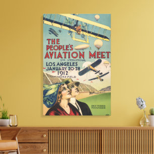 Impressão Em Tela Arte de Viagem do Show Aéreo Retrô 1912 de Los Ang