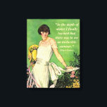 Impressão Em Tela Arte Deco Fashion: Citação Motivacional de Inverno<br><div class="desc">Esta ilustração é de um Diário Home de Pessoas impresso na década de 1920. Se apresentar uma mulher adorável num vestido branco lindo cercado por um jardim de Verão. Melhorei-o com uma citação motivacional de Albert Camus, lembrando-nos que, por mais sombrio que seja o nosso mundo, podemos sempre encontrar a...</div>