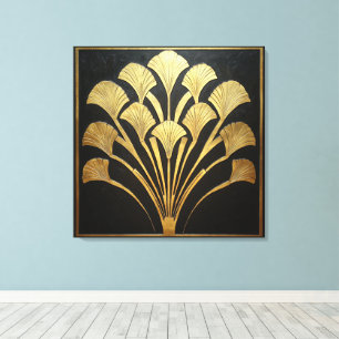 Impressão Em Tela Arte Deco Flor Hieróglifo Ouro Egípcio