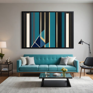 Impressão Em Tela Arte Deco Moderno Linhas Verticais Abstratas