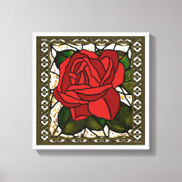 Impressão Em Tela Arte Deco Rosa Vermelha Vintage