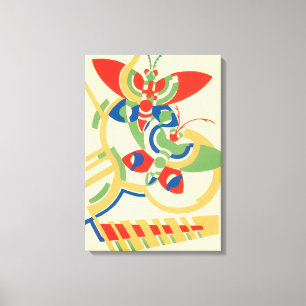 Impressão Em Tela Arte Deco Vintage Jazz Pochoir Jardim Borboletas