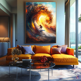 Impressão Em Tela Arte Desportiva Dinâmica de Surf de Onda Extrema É