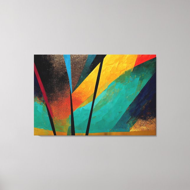 Impressão Em Tela Arte Digital de Abstrato Laranja e Preto para canv (Frente)