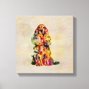 Impressão Em Tela Arte Digital em Inglês Cocker Spaniel Dog