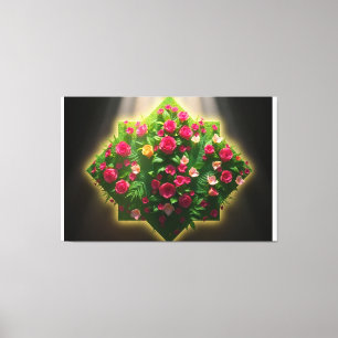 Impressão Em Tela Arte Digital Luxuosa de Rosas e Flores Exóticas