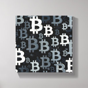 Impressão Em Tela Arte do Bitcoin (BW #3) pintura a óleo