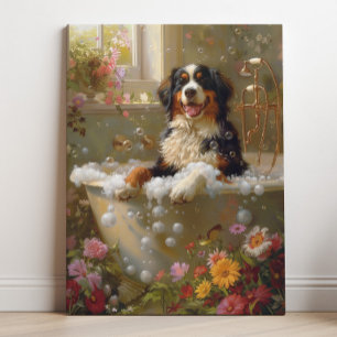 Impressão Em Tela Arte do Cão de Montanha Bernês Bernês na Banheir