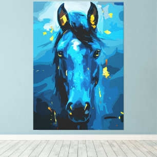Impressão Em Tela Arte do Cavalo Azul Majestoso – Força e Elegância