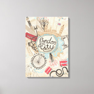 Impressão Em Tela Arte do Doodle da cidade de Londres