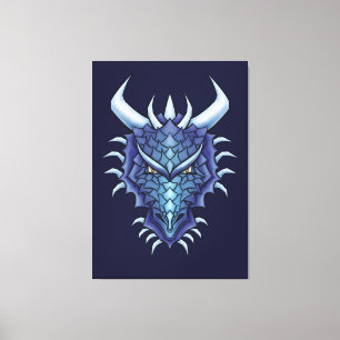 Impressão Em Tela Arte do Dragão legal - Cabeça de Dragão Magro Azul
