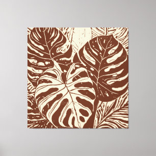 Impressão Em Tela Arte do estilo Monstera Linocut tropical