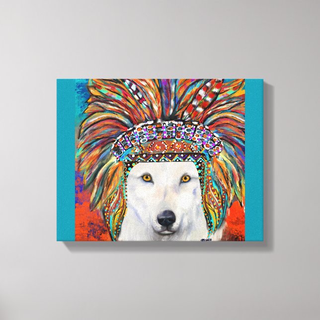 Impressão Em Tela Arte do Lobo Branco (Frente)